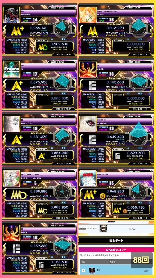 丗﨑(30Zaki)さんのe-amusementアプリ投稿詳細 2023年12月13日22