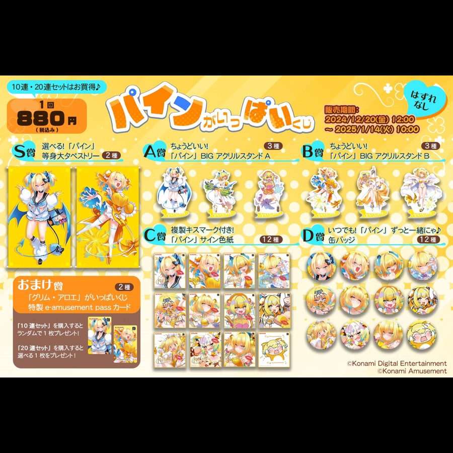 パインがいっぱいくじe amusement pass 2種セット